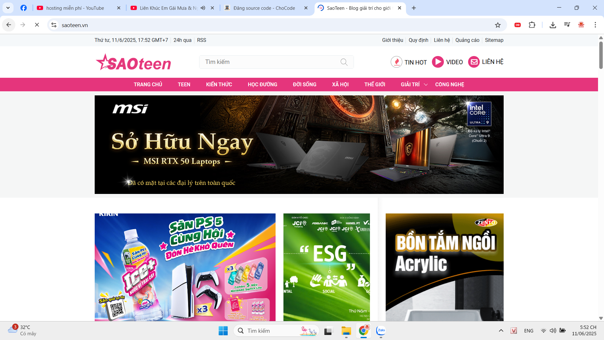 Website tin tức saoteen.vn